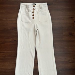 Button Front Patched Pockets Pants